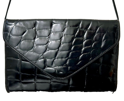 Vintage Elegant Croc Black Leather Envelope Shoulder Flap  display picture 3