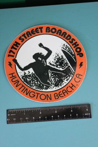 ORANGE 17TH STREET BOARDSHOP HUNTINGTON BEACH CA ROUND surfing STICKER 5.5"
