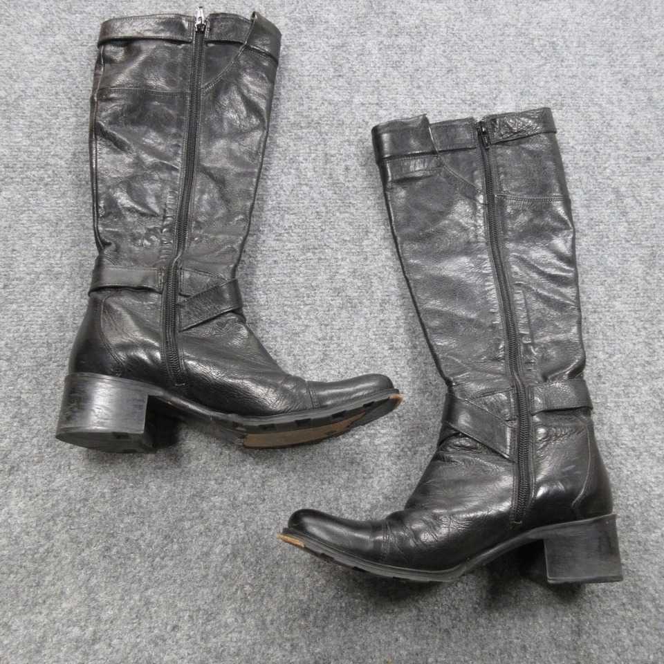 Kenneth Cole 靴子女式 7 黑色皮革 Ruff 足够西侧拉链及膝高 — 第 2/4 张图片