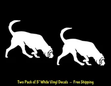Bloodhound 2 Pack 5" White Vinyl Decals Car Truck RV Camper Window