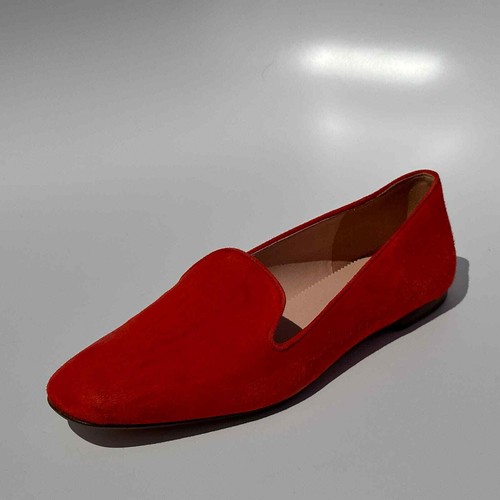 J. Crew Suede Smoking Loafers Slippers Flats Fiery Sunset Unexpected Red Size 7 - Picture 4 of 20