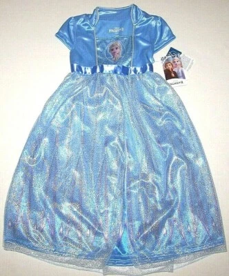 Disney Frozen Princess Elsa Fantasy Nightgown Pajamas Costume Blue New Tod Girl