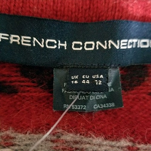NWT French Connection Sweater Dress 12 Womens Red Nordic Fair Isle Lambswool - Picture 2 of 12