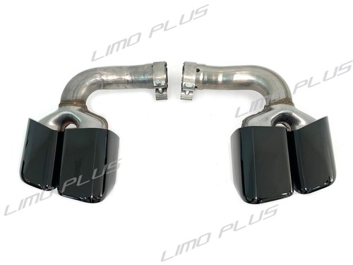 Square Exhaust Pipe Muffler Tips for Porsche Cayenne Base 2019-2024 Black/Chrome - Picture 4 of 28