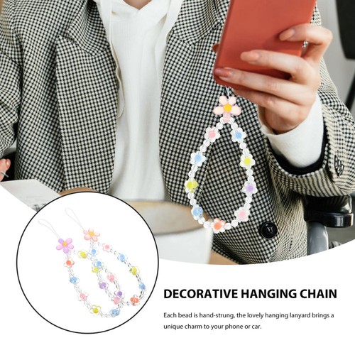 2 Pcs Beaded Phone Chain Keychain Charm Wristlet Strap Decoration - 第 11/12 張圖片