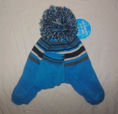 NWT The Children's Place HAT & Mittens Boys Knit Blue striped 6-12 2T 3T Toque