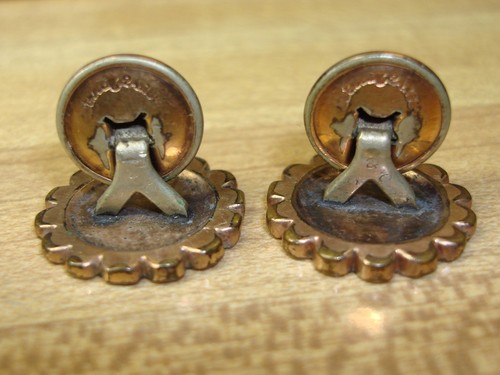 ANTIQUE VICTORIAN DTD 1880'S ROSE GOLD FILLED ETCHED CUFF LINKS! ESTATE FIND! - Picture 4 of 7
