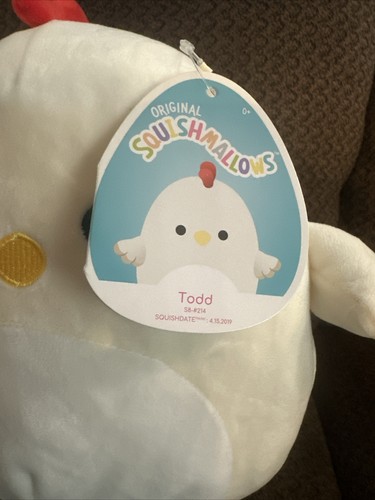 Squishmallows Official Kellytoy Plush 8 Inch Todd the chicken **RARE** NWT - Picture 3 of 4