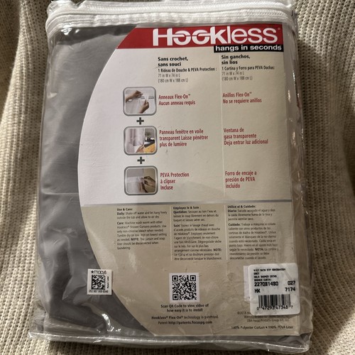 Fabric 3in1 Shower Curtain Set With Peva Snapin Liner  71 X 74 Grey 🫧🫧 - Picture 2 of 3