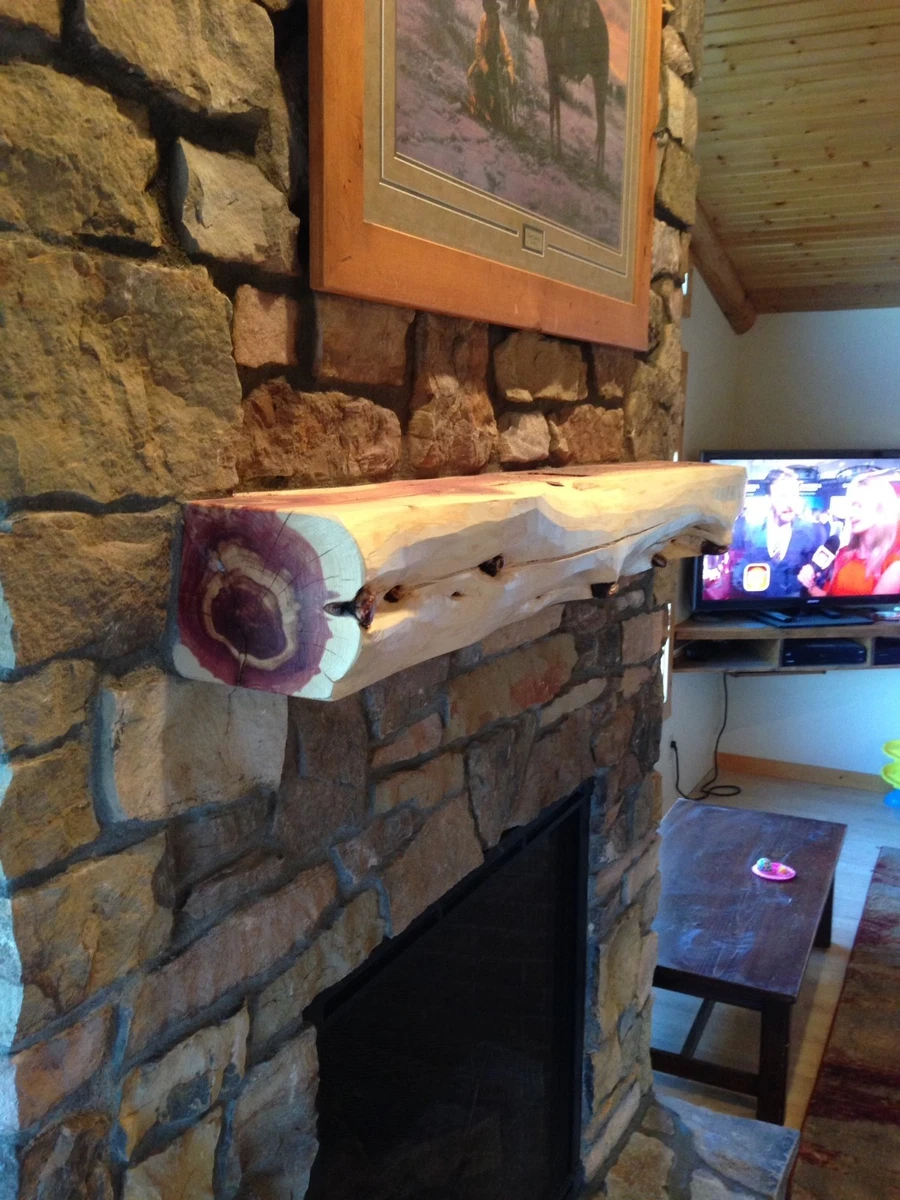 5' Red cedar fireplace mantel, beam log rustic juniper handpeeled log  furniture | eBay