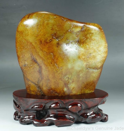 Exquisite Hollowed Carved Hetian Nephrite Jade Peony Bird Statue - Picture 4 of 6
