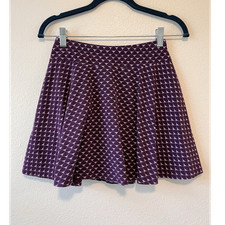 Lands' End Girls A-Line Skirt M 10-12 Purple Geometric Cotton