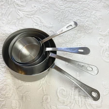 AMCO Stainless Steel Measuring Cups Set 1/3 cp 1/2 cp 1 cp 2 Cup Nesting Kitchen