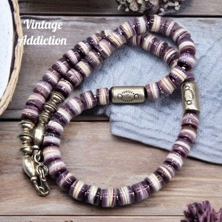 Wampum Navajo Bench Stamped Cylinder Bead Necklace Sterling Southwest Squash...