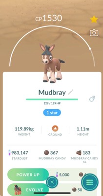 Mudbray Non-Shiny Pokemon Trade Go (Singapore Event)