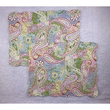 C & F Home Set of 2 Quilted Isabella Pillow Shams Cases Paisley Pastel 20x26"