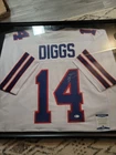 Stefon Diggs Signed Buffalo Bills Auto White Football Jersey Beckett COA.