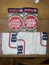 VINTAGE DEADSTOCK LOT OF 5 BOWLING TOWELS LUCKY STRIKES BUD LIGHT