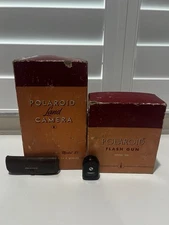 Vintage Polaroid Land Camera Model 95 w/ Box, Flash Gun, Filters, Exposure Meter