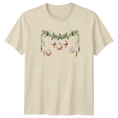 Coastal Seashell Garland Natur Herren T-Shirt Damen Tee Grafik Unisex Oberteil
