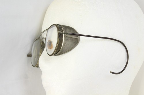 Vintage Safety Goggles Steampunk Glasses w/ Mesh Side Shields - Picture 3 of 8