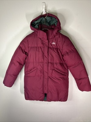 Trespass Kids 5/6 Outdoor Puffer Zip Up Jacket with Hood 110-116cm Dark Pink 
