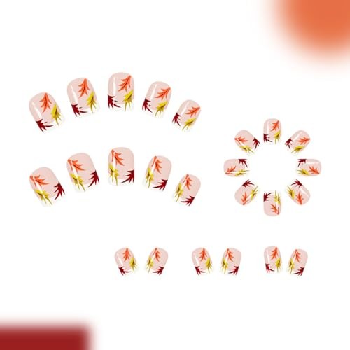 Fall French Tip Press on Nails Short Square Thanksgiving Fall Fake Nails 1730 - Bild 2 von 6