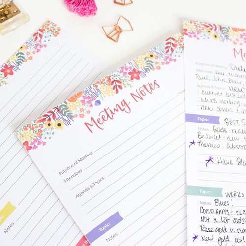 bloom pianificatori giornalieri planning pad 8x11 double face note riunione punti floreali - Foto 14 di 17