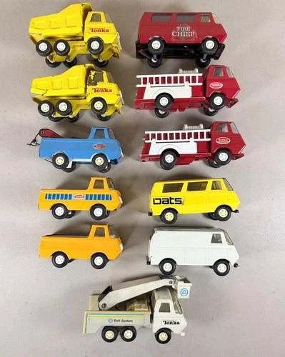 Vintage Tonka Toy Mixed Lot Of 11 Trucks / Vans / Emergency Vehicles 60’s-70’s