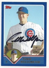 Todd Wellemeyer Chicago Cubs 2003 Topps Traded #T182 Signed Rookie Card. rookie card picture