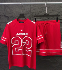 AMIRI2026 trendy couple two-piece loose short sleeved shorts sports set L size