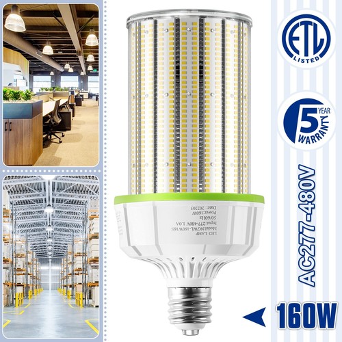 480V 160W LED Corn Cob Light Replace 600W MH/HPS Industrial Warehouse Lamp 5000K - Picture 2 of 10
