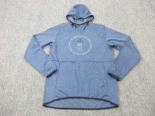 Adidas Hoodie Mens Medium Blue Pullover Sweatshirt Logo Graphic Climawarm