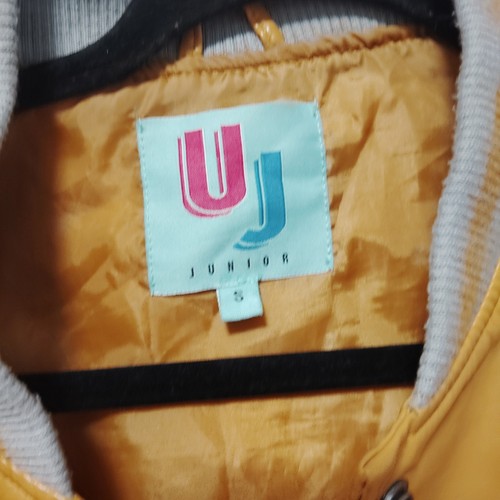 UJ Junior Mustard Yellow Kids Hooded Varsity Jacket Size Small - Picture 2 of 3