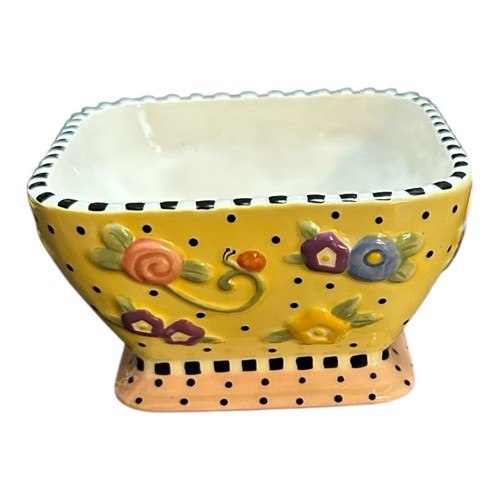 Mary Engelbreit ME Ink 2001 Set Of 3 Square Meadow Floral Bowls Michel Snacks - Picture 3 of 16
