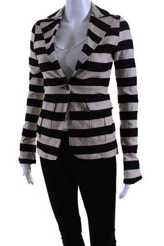 Derek Lam 10 Crosby Womens Collared Long Sleeves One Button Blazer Stripe Size P - Picture 3 of 7