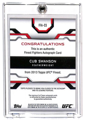2013 Topps Finest #FFA-CS Cub Swanson "On Card" Auto Autograph - Picture 2 of 2