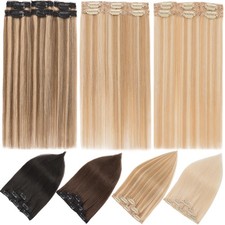 CLEARANCE Clip in 100 Real Human Hair Extensions 6 Pieces 6 Clips Remy Hair US