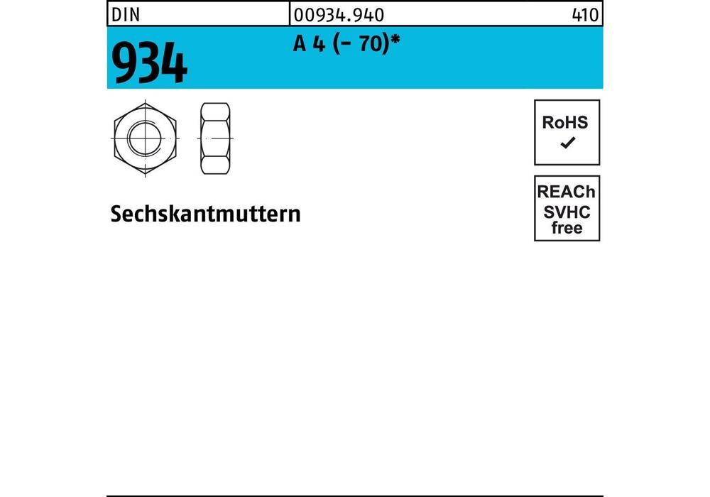 Режущий инструмент рейхера DIN 934 M2 A 4 (- 70)