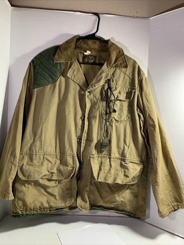 Vintage Stream and Field Hunting Jacket Mens Brown Green Canvas Coat 70s - Picture 1 of 24