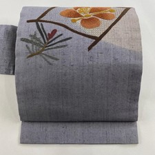 JAPANESE KIMONO BELT NAGOYA OBI ASH PURPLE PURE SILK EE4862