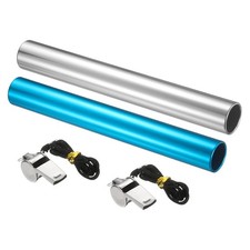 Track Field Relay Baton, Aluminum Race Batons 11.5"  2 Pack  Blue  Silver