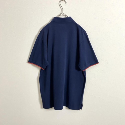 ETRO Navy Polo Shirt M Embroidered Parrot Bird India 100% Cotton Vintage F/S - Picture 2 of 9