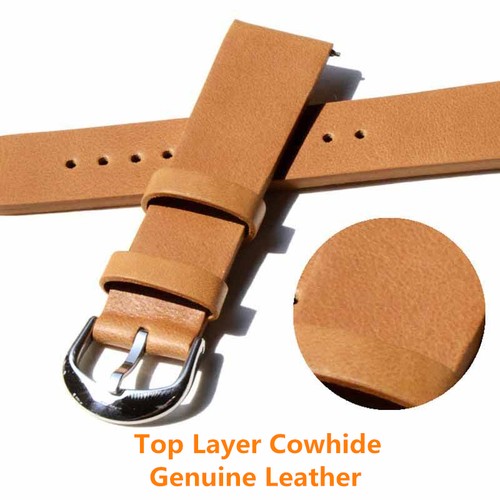 Watch Bands Watch Part Cowhide Genuine Leather Wristwatch Strap 22mm Light Brown - Picture 3 of 4