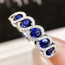 2.10 Ct Oval Cut Lab-Created sapphire Halo Engagement Ring 14K White Gold Plated