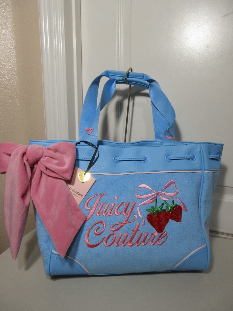 JUICY COUTURE RETRO STRAWBERRY TOTE BAG BLUE GLEAM/PINK | eBay