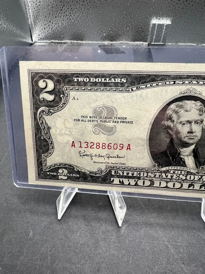 1963 USA $2 TREASURY NOTE RED SEAL - SN # 13288609 A - Image 2 of 4