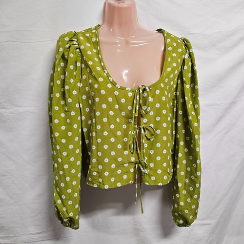 Levis Puffärmel kurzes Oberteil Bluse Damen Gr. M grün - Bild 2 von 8