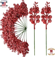 10PCS Glitter Christmas Tree Picks for Christmas Ornaments DIY Xmas Wreath 7.8"