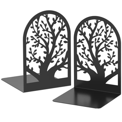 Tree Bookends 1 Pair, Black Metal Bookends for Shelves, 1 Pair Tree Bookends A - Picture 3 of 7